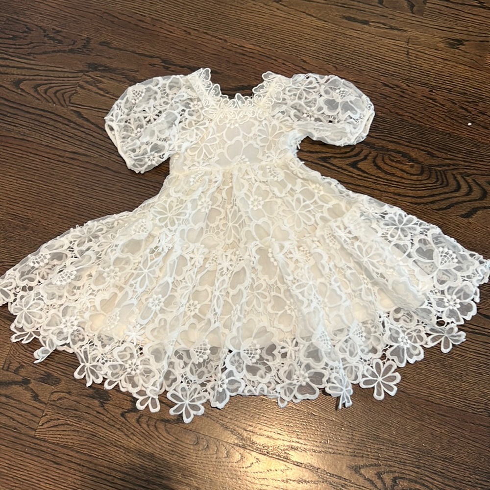 Petite Amalie lace lined mid length dress